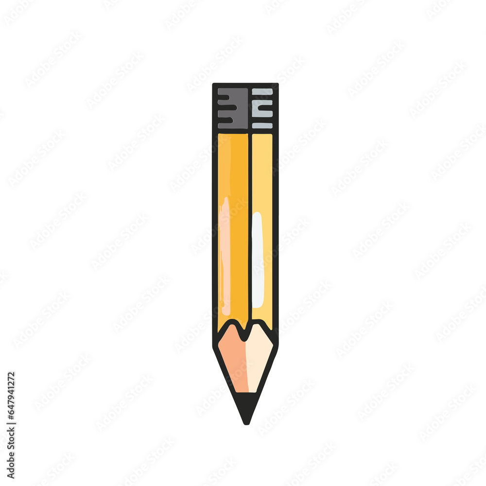 illustration of a yellow pencil with black eraser in a white background illustration of a yellow pencil with black eraser in a white background
