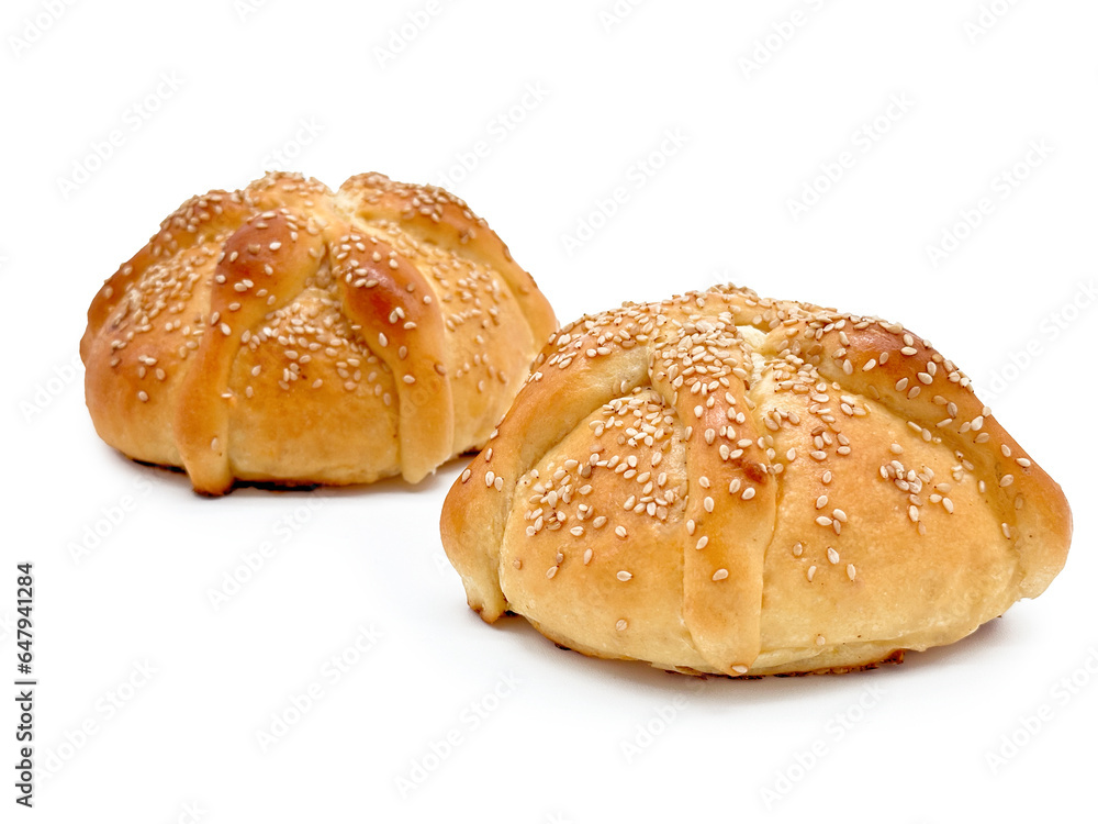 Pan de muerto aislado. Vista Frontal. Pan tradicional mexicano. Día de muertos. Halloween. Comida mexicana Pan de muerto aislado. Vista Frontal. Pan tradicional mexicano. Día de muertos. Halloween. Comida mexicana