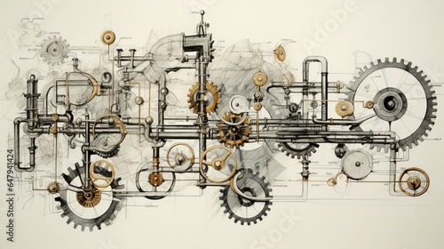 a captivating image illustrating a flowchart of interconnected gears symbolizing the intricate machinery of business forecasting