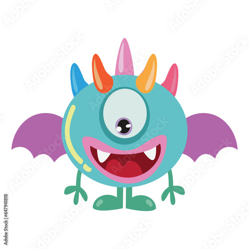 Cute colorful monster vector cartoon illustration