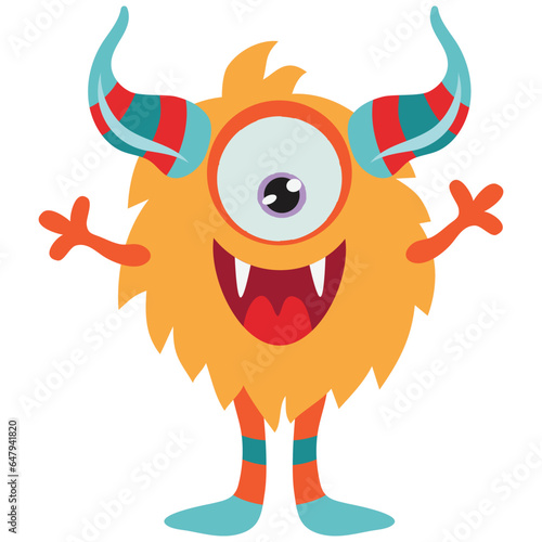 Cute colorful monster vector cartoon illustration