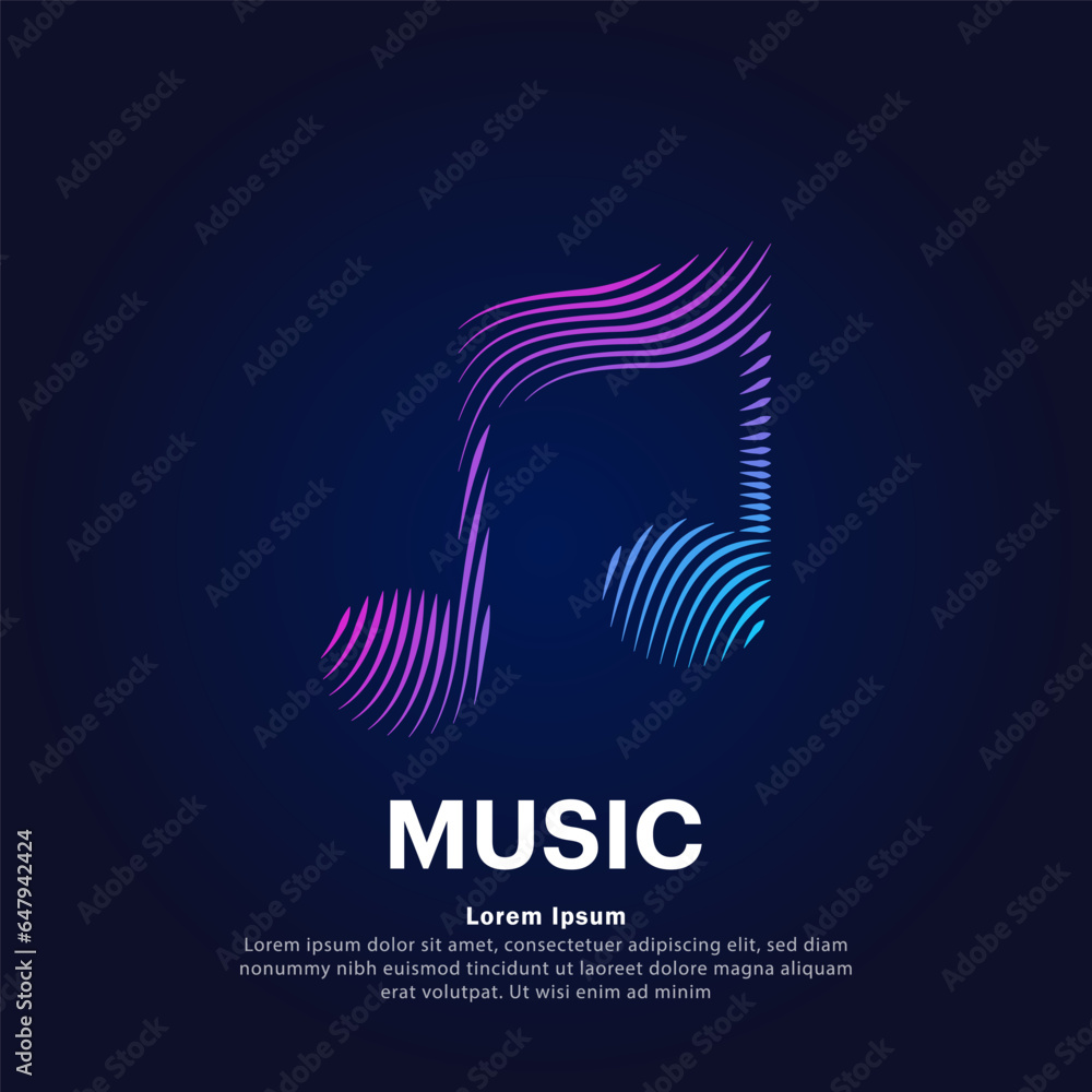simple logo Music note Illustration in a linear style. Abstract line art Music Logotype concept icon. Music, song, melody Vector illustration suitable for organization, company, or community. EPS 10