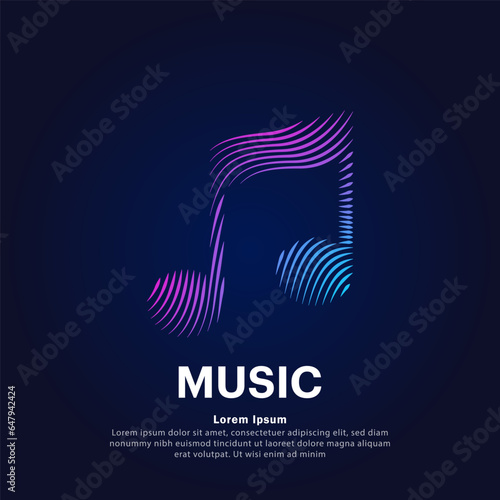 simple logo Music note Illustration in a linear style. Abstract line art Music Logotype concept icon. Music, song, melody Vector illustration suitable for organization, company, or community. EPS 10