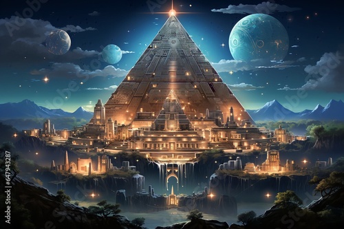 Mayan Temple At the center of the illustration photo