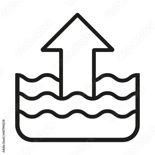 Rise in water level icon, rise in water level linear icon flat trendy style illustration isolated on white background.