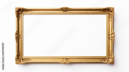 Blank golden frame, white background
