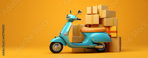 Box shipping motorcycle business delivery courier scooter bike service transportation deliver