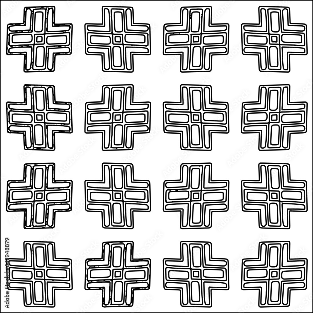 Vector pattern with symmetrical elements . Modern stylish abstract texture. Repeating geometric tiles from striped elements.Black and white pattern. Vector pattern with symmetrical elements . Modern stylish abstract texture. Repeating geometric tiles from striped elements.Black and white pattern.