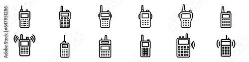 Walkie talkie icon sign vector, Walkie-talkie icon, silhouette of walkie talkie on white background, Security service walkie talkie icon. Simple illustration of Security service walkie talkie vector