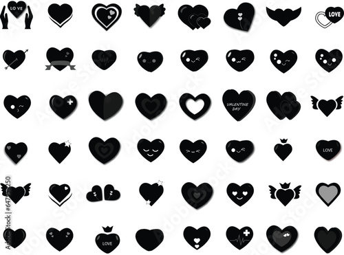 set of black valentine heart