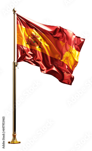 3d illustration of the Spain flag with flagpole