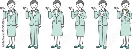 案内をする女性ビジネスマン 斜め