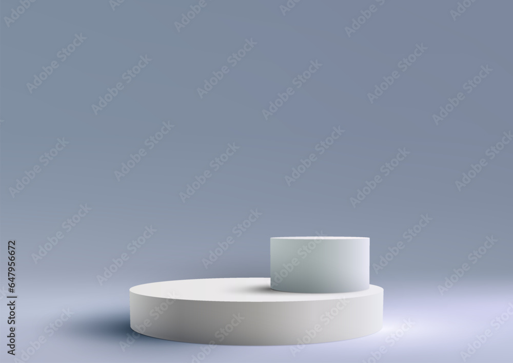 3D realistic modern minimal style white podium on soft blue background 3D realistic modern minimal style white podium on soft blue background