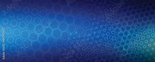 Background with blue luminous hexagons