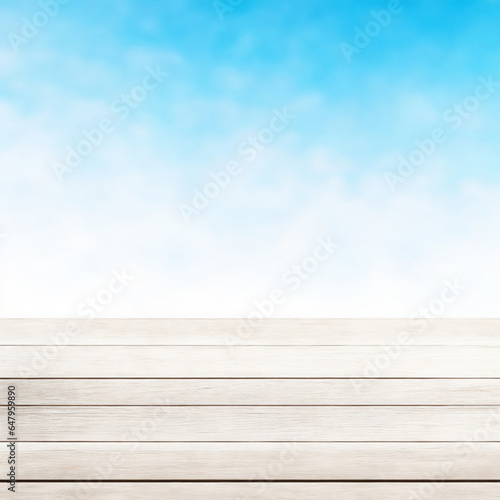 Wooden table with blur background