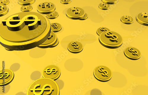 3d falling golden coin background