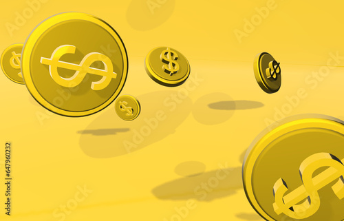 3d falling golden coin background