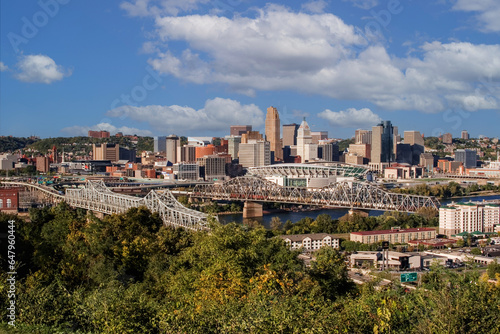 Cincinnati Ohio as seen from Devou Park in Covington  Kentucky photo