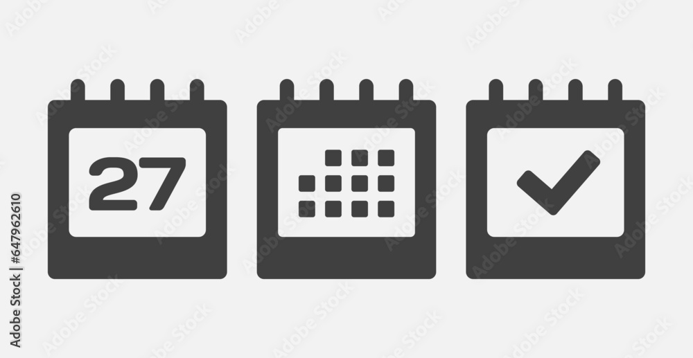 Vector icon page calendar - 27 day, agenda, done Vector icon page calendar - 27 day, agenda, done