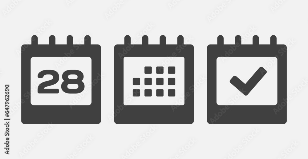Vector icon page calendar - 28 day, agenda, done Vector icon page calendar - 28 day, agenda, done