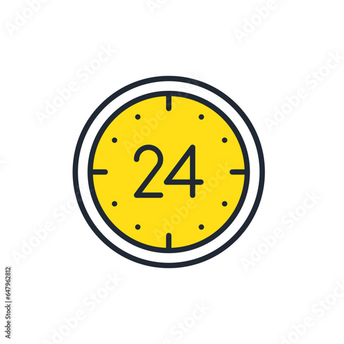 24時間対応のシンプルなベクターアイコンイラスト素材