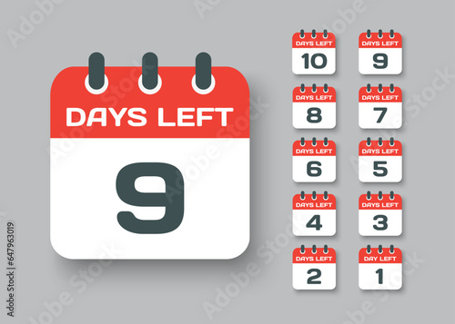 Countdown daily page calendar icon - 9 days left