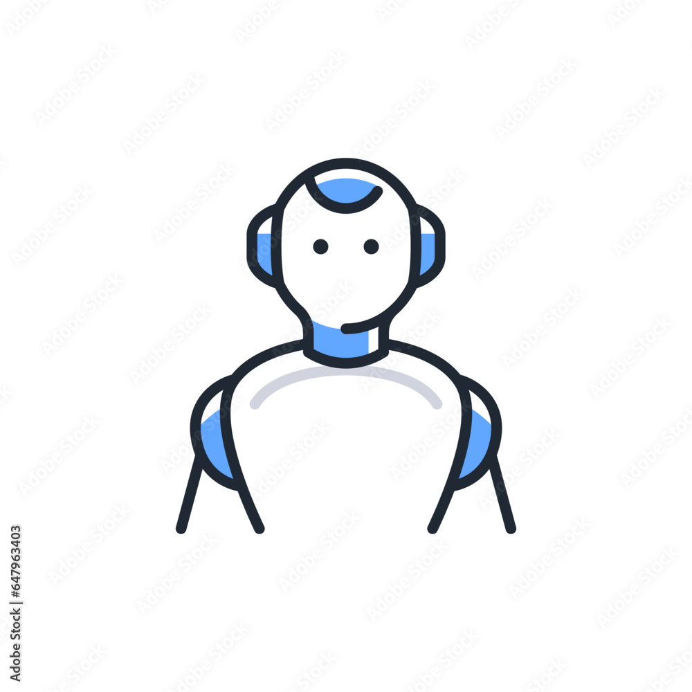ヒューマノイド型AIロボットのシンプルなベクターアイコンイラスト素材 ヒューマノイド型AIロボットのシンプルなベクターアイコンイラスト素材