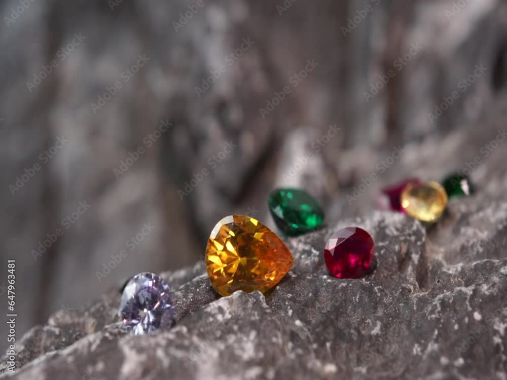 Natural Sapphire gemstone, Jewel or gems on black shine color, Collection of many natural gemstones on stone Natural Sapphire gemstone, Jewel or gems on black shine color, Collection of many natural gemstones on stone