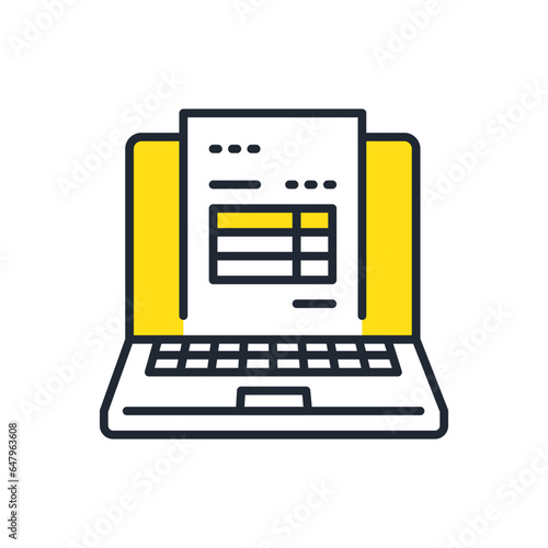 オンラインで請求書を発行するシンプルなベクターアイコンイラスト素材