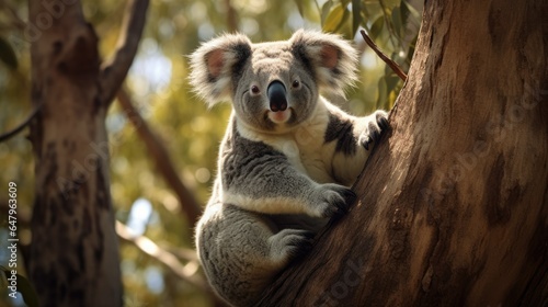 Cute Koala is on a Tree Branch Animal Landscape