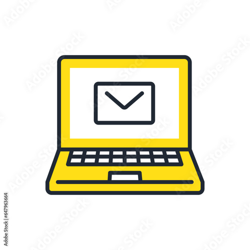 PCでメールを受信するシンプルなベクターアイコンイラスト素材