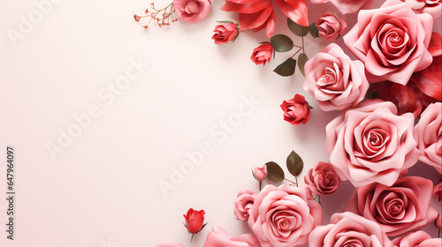 Elegant Rose Square Frame Illustration  Floral Decorative Design  Generative Ai