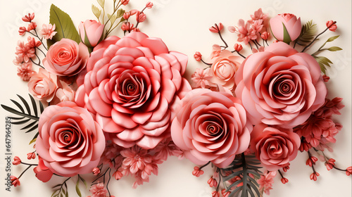 Elegant Rose Square Frame Illustration  Floral Decorative Design  Generative Ai