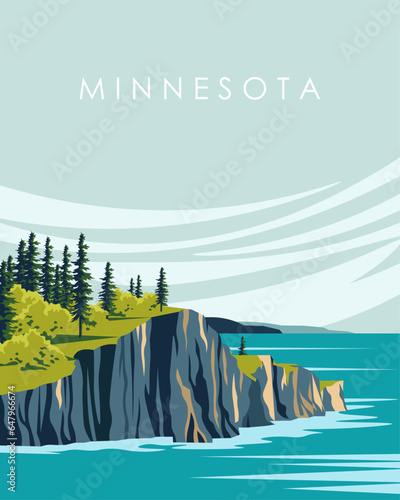 Minnesota North Shore of Lake Superior travel poster