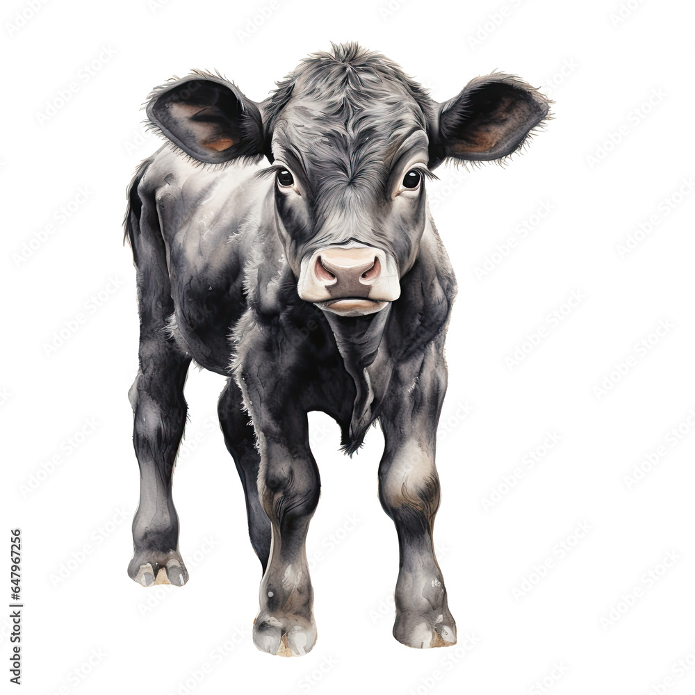 Baby cow watercolor clipart on transparent background. Generative AI ...