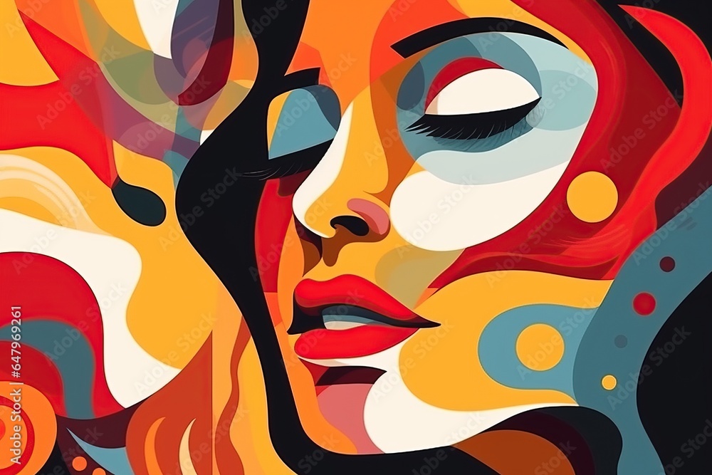 Pleasure concept with woman face, illustration in abstract avant - garde style Pleasure concept with woman face, illustration in abstract avant - garde style