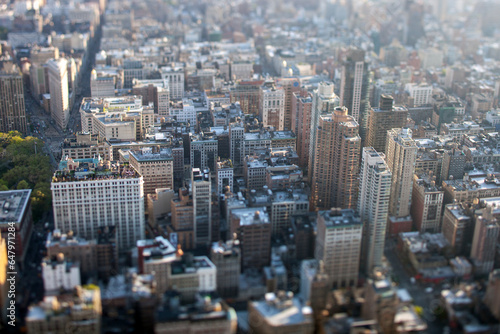 Miniature view of Manhattan from above on the Empire State Building