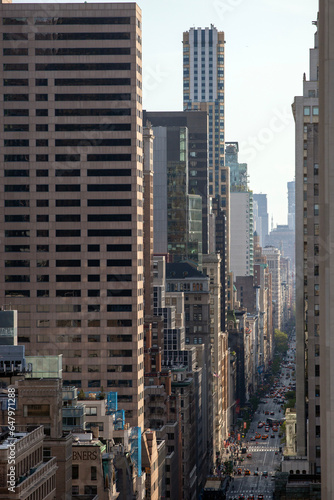 Vertical view of New York street from high up