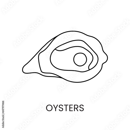 Oyster line icon in vector, seafood illustration