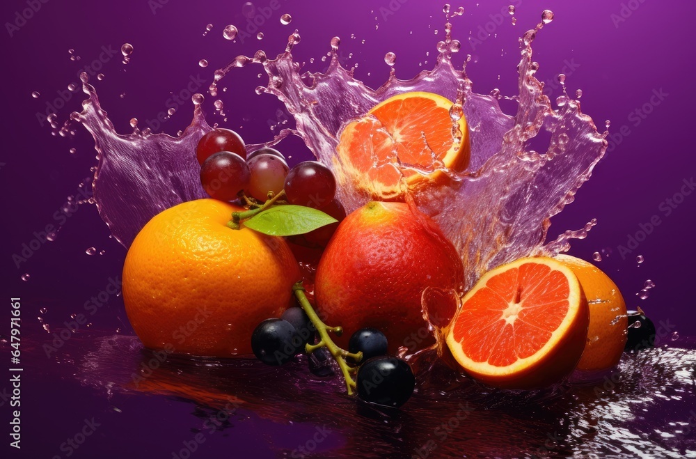 Fresh fruits splashing in water Fresh fruits splashing in water