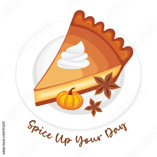 A piece of pumpkin pie vector