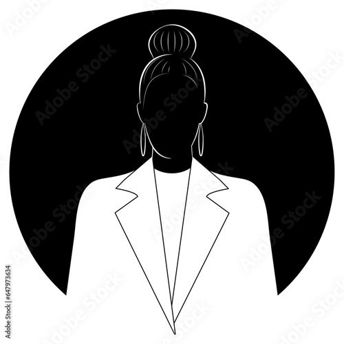 Elegant, stylishly dressed business woman in a white suit. Vector icons, flat design.