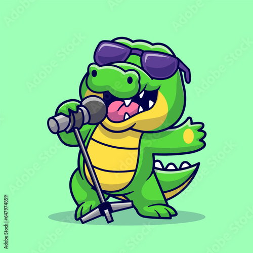 Cute Crocodile Singing Cartoon Vector Icon Illustration.
Animal Music Icon Concept Isolated Premium Vector. Flat
Cartoon Style