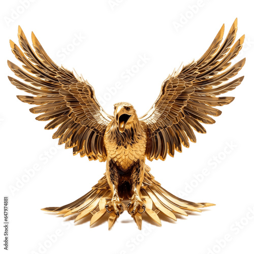 Golden eagle statue on transparent background PNG