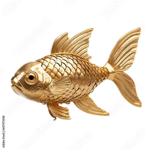 fish Golden statue on transparent background PNG