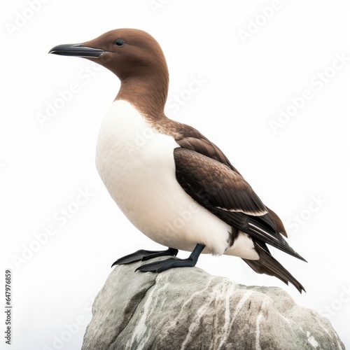 Thick-billed murre bird isolated on white background.