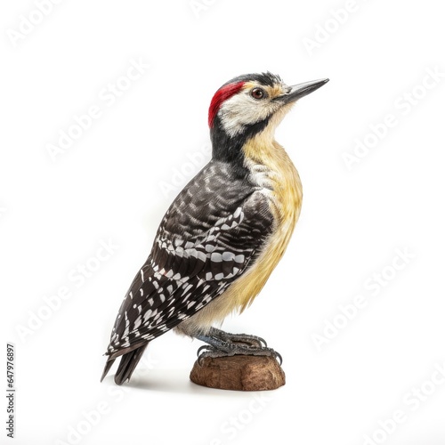 Yellow-bellied sapsucker bird isolated on white background. © Razvan