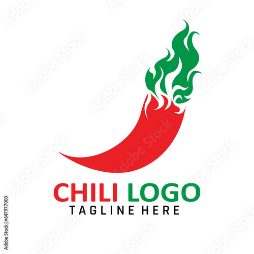 Red Hot Chili icon logo. Burning chili design vector Illustration