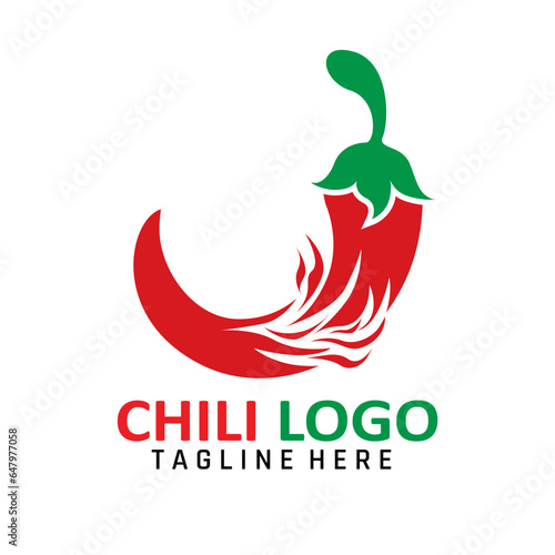 Red Hot Chili icon logo. Burning chili design vector Illustration