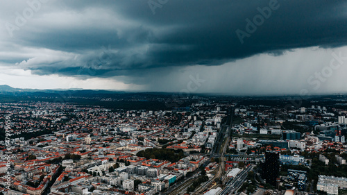 Aerial view of Zagreb street.